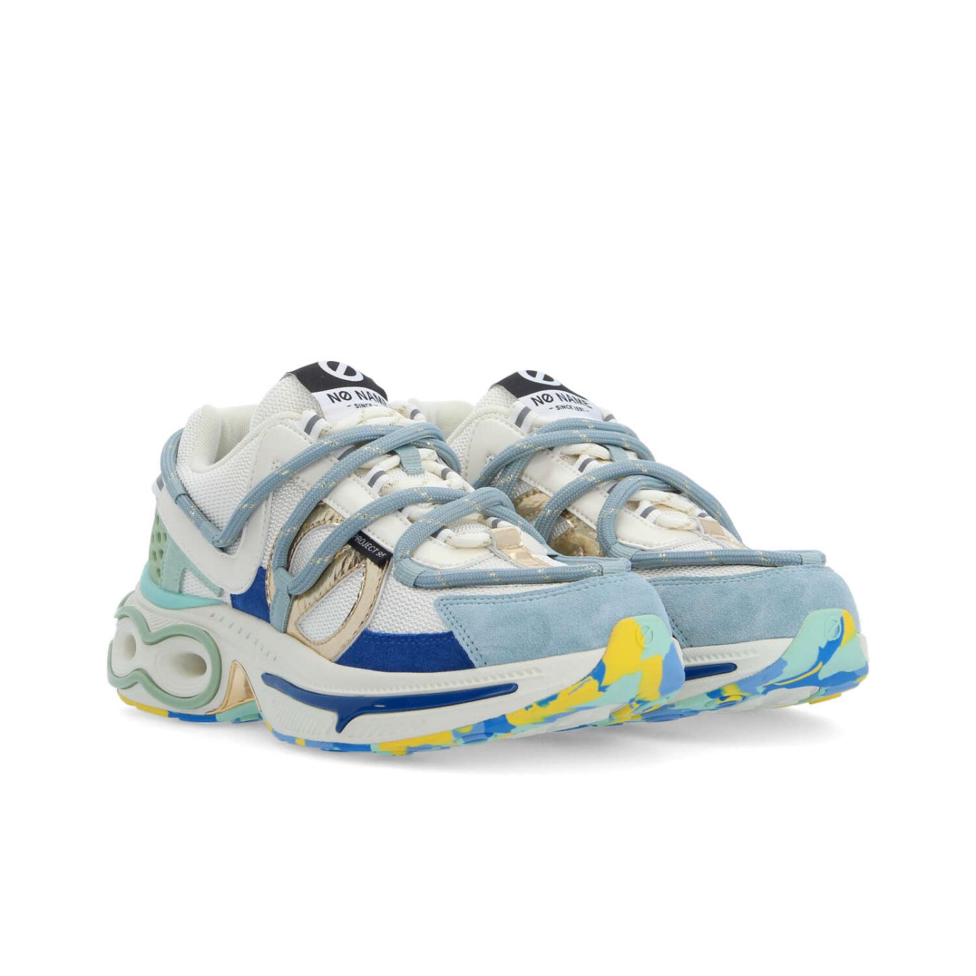 WILLO RUNNER W - MESH/SDE/PERLE - BLEU/VERT/DORE